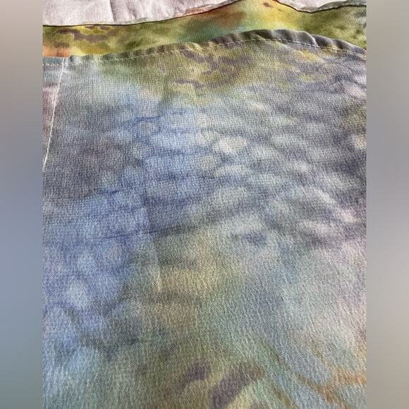 Vintage Opal by Lorraine Wardy Sheer Green Blue & Yellow Artsy Button Down - Med - Picture 7 of 12